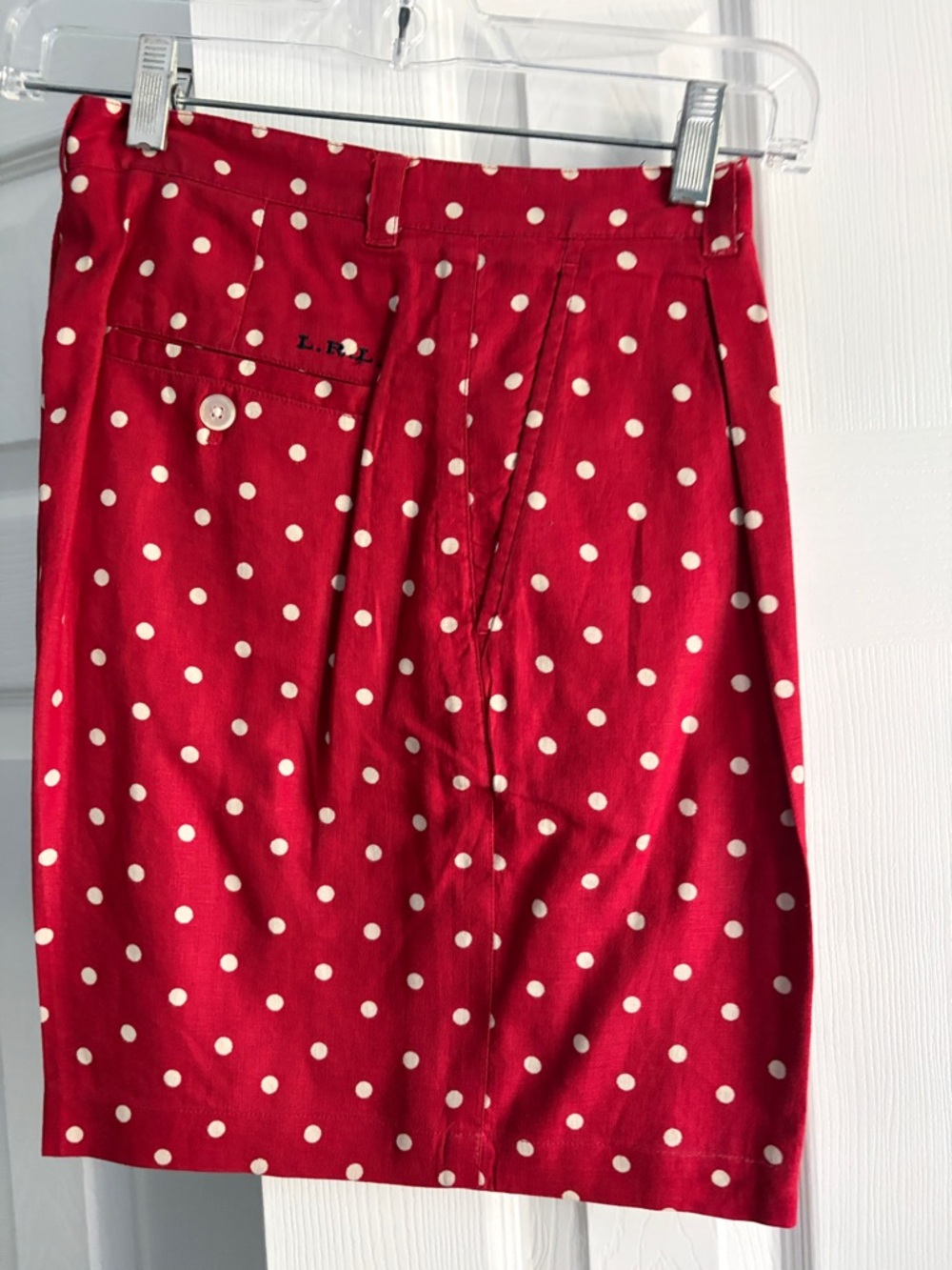Ladies Ralph Lauren Red Polka Dot linen shorts   with Cream Spots
